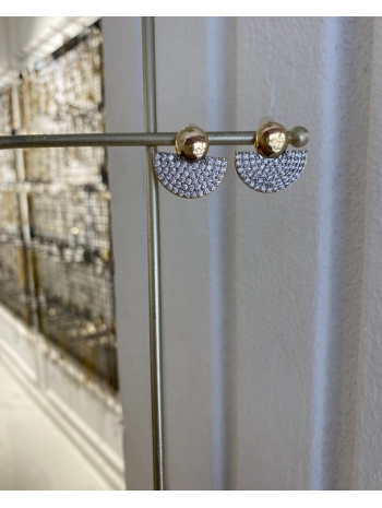 Çelik Zirkon Taş Yarım Daire Küpe