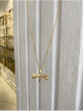 Çelik Zirkon Taş Yusufçuk Figür Kolye