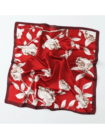 Kırmızı Gül Desen 70*70 Fular