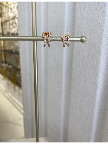 Özel Seri Ay Yıldız İkili Görünüm Küpe