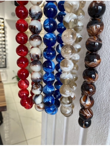 Özel Seri Hareli Cam Boncuk Kolye