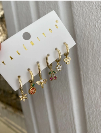 Özel Seri Kiraz Model Altılı Set Küpe