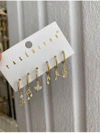 Özel Seri Nota Temalı Altılı Set Küpe