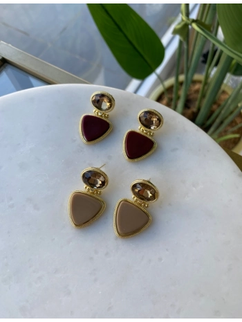 Özel Seri Sallantılı Zirkon Taş Üçgen Küpe