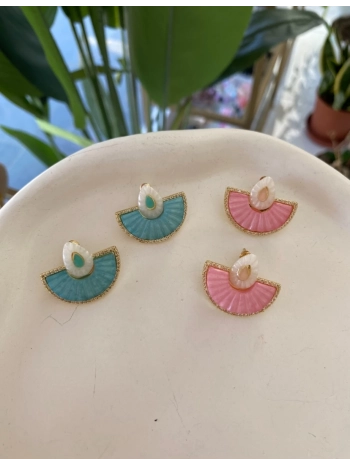 Özel Seri Sedef Yelpaze Küpe