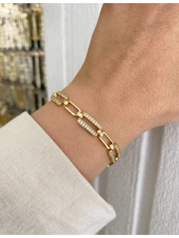 Özel Seri Sıralı Dikdörtgen Zirkon Taş Detay Bileklik