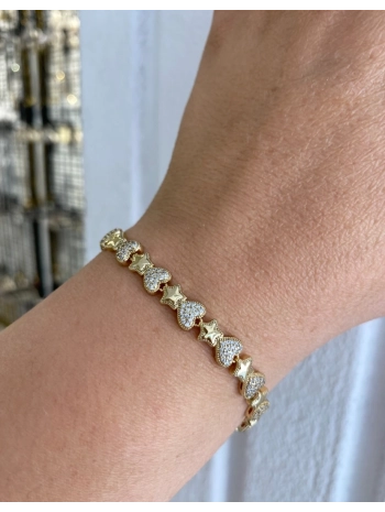 Özel Seri Sıralı Kalp ve Yıldız Bileklik