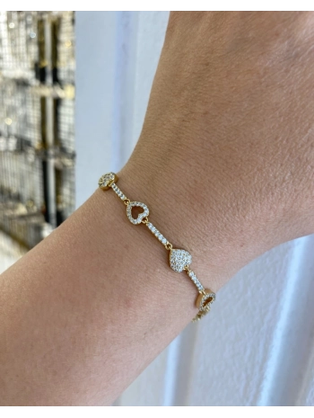 Özel Seri Sıralı Zirkon Taş Boş ve Dolu Kalp Bileklik