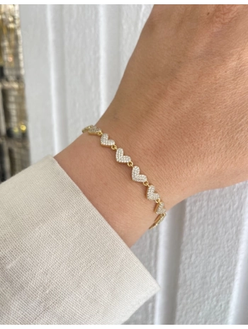 Özel Seri Sıralı Zirkon Taş Kalp Bileklik