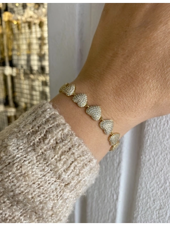 Özel Seri Sıralı Zirkon Taş Kalp Bileklik