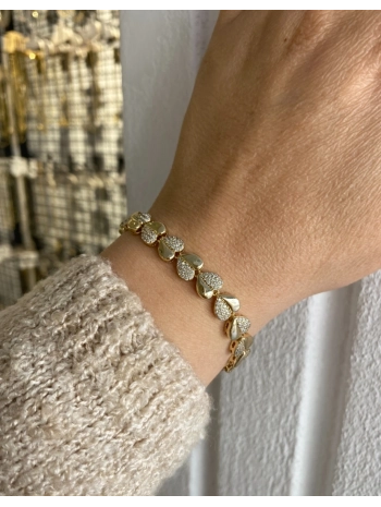 Özel Seri Sıralı Zirkon Taş ve Plaka Kalp Bileklik