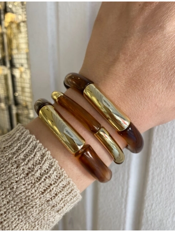 Özel Seri Üçlü Kahverengi Lastik Bileklik