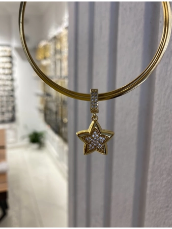 Özel Seri Zirkon Taş Detay Bombeli Yıldız Charm