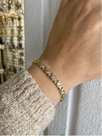 Özel Seri Zirkon Taş Detay İnce Plaka Kalp Bileklik