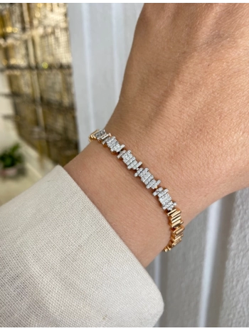 Özel Seri Zirkon Taş Detay Sıralı Çubuk Bileklik