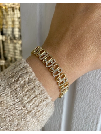 Özel Seri Zirkon Taş Detay Sıralı Oval Bileklik