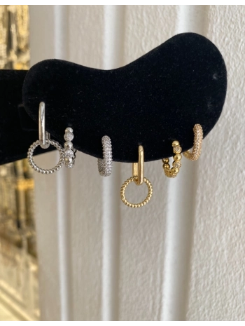 Özel Seri Zirkon Taş Detay Üçlü Halka Küpe