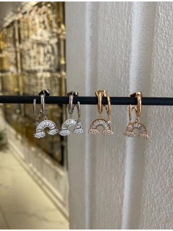 Özel Seri Zirkon Taş Gökkuşağı Küpe