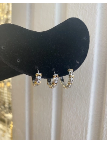 Özel Seri Zirkon Taş Halka Üçlü Set Küpe