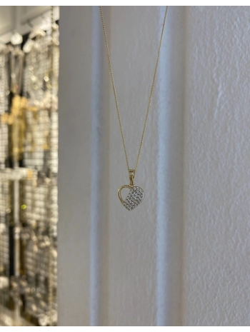 Özel Seri Zirkon Taş Yarı Boş Yarı Dolu Kalp Kolye