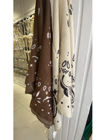 Şal Desen 90x90 Pamuklu Fular Şal