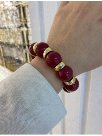 Tasarım Lastikli Gold Detay Boncuk Bileklik