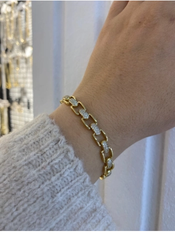 VIP Sıralı Kare Bombe Zirkon Taş Detay Bileklik