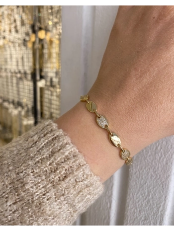 VIP Sıralı Oval Plaka Ve Oval Zirkon Taş Bileklik