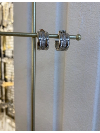 VIP Sıralı Üçlü Zirkon Taş Halka Küpe