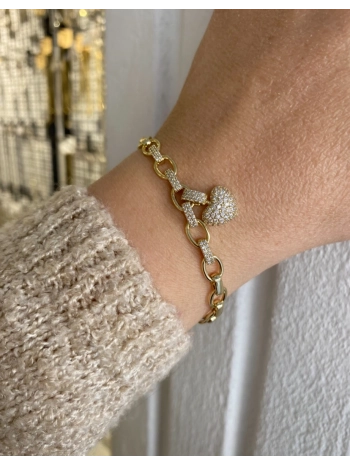 VIP Zirkon Taş Sallantılı Kalp Bileklik