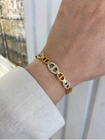 Çelik Zirkon Taş Düğme Model Kelepçe