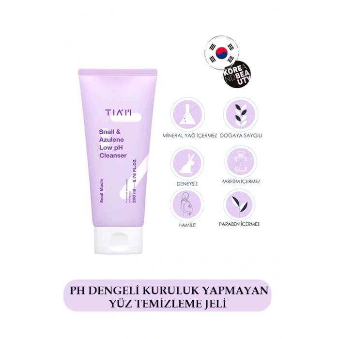 Snail & Azulene Low Ph Cleanser 200 ml (KOREANDBEAUTY) - 5.5 Ph Salyangoz Özlü Temizleyici Jel