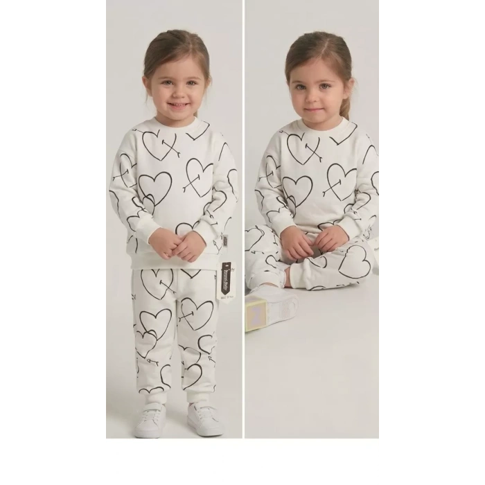 2-3-4-5 Yaş Kalp Baskılı Penye Çocuk Takımı