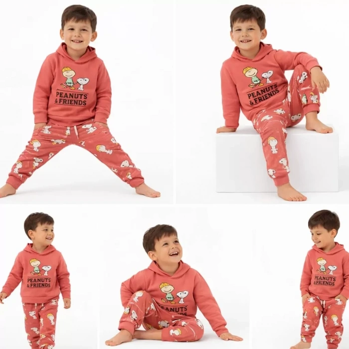 2-5 Yaş Kapşonlu Baskılı 2 Li Çocuk Takımı