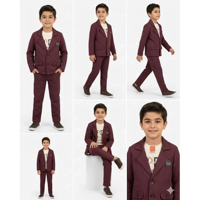 2-9 Yaş Jagger Kumaş 3 Parça Çocuk Takımı