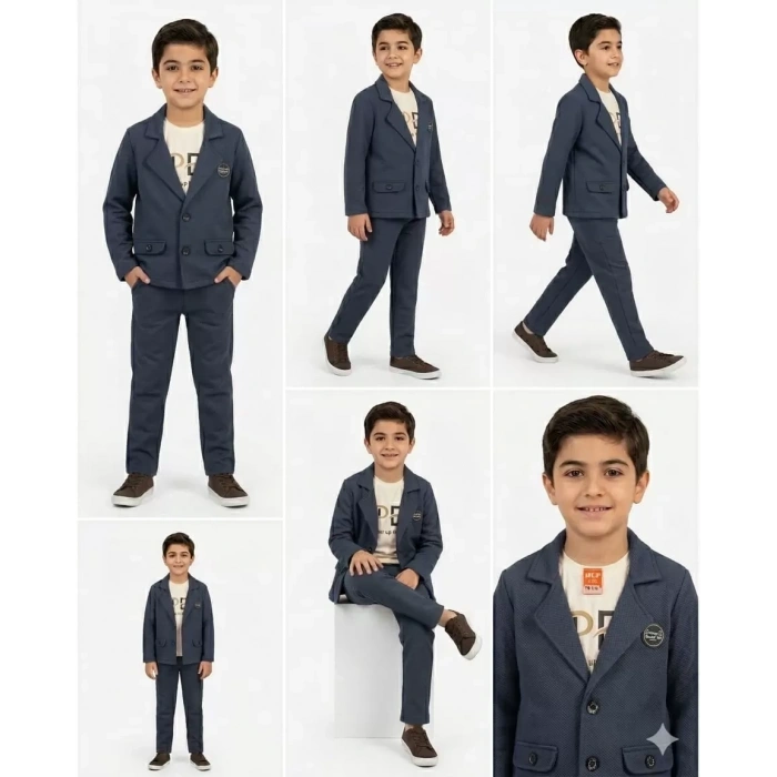 2-9 Yaş Jagger Kumaş 3 Parça Çocuk Takımı