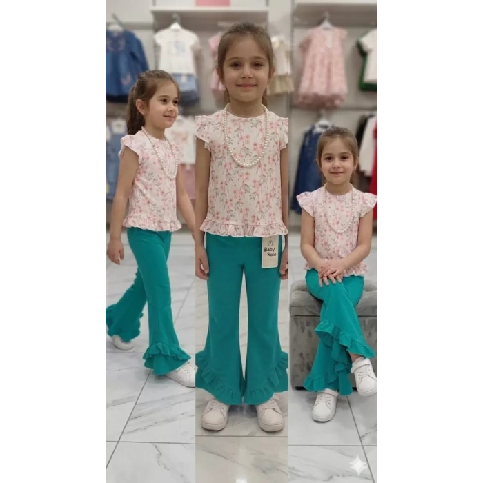 6-7-8 Yaş Kolyeli Full Likra Çocuk Takımı