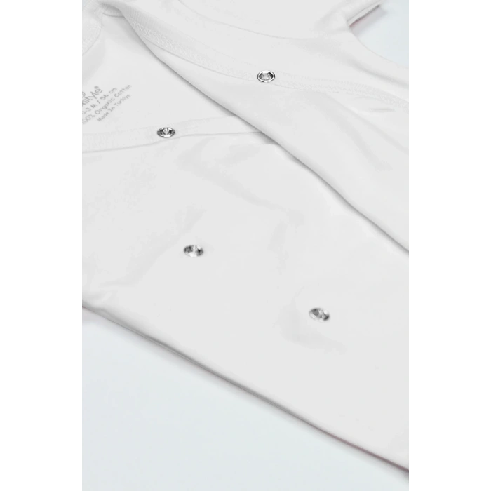 Bistyle Organik Natural Basic Style Kruvaze Uzun Kol Body Bs17102 Beyaz