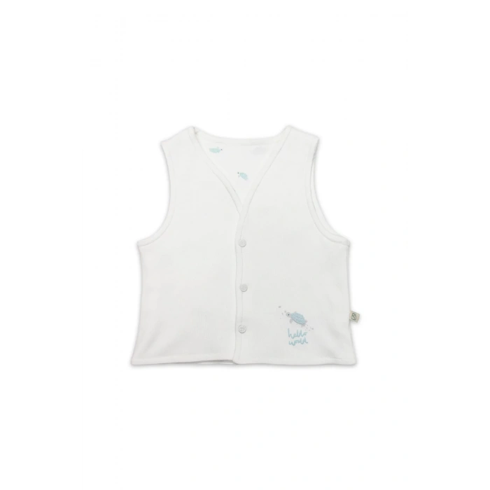 Bistyle Yelek Çift Taraflı Hello World 18105 Mint Ekru
