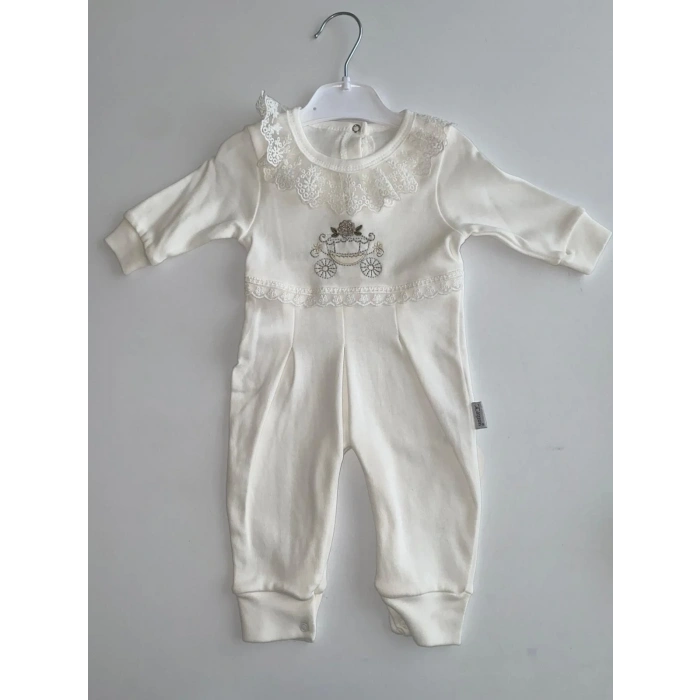 Çiçekli Araba Nakışlı Dantelli Tulum