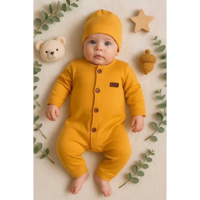 Düğmeli Önden Açık İnterlok Tulum