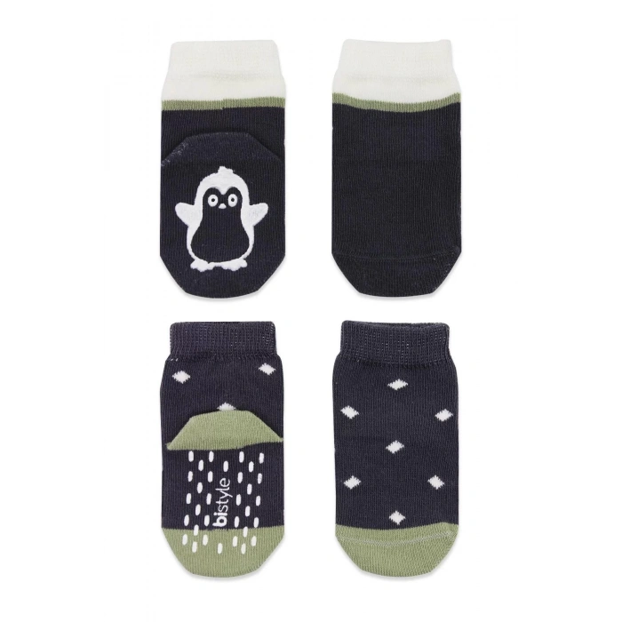 Hayvan Figürlü Kaymaz Erkek Soket Çorap 2li  Antrasit
