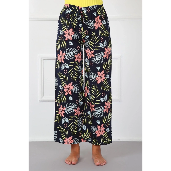 Moda Bayan Penye Bol Paça Pantolon Lacivert