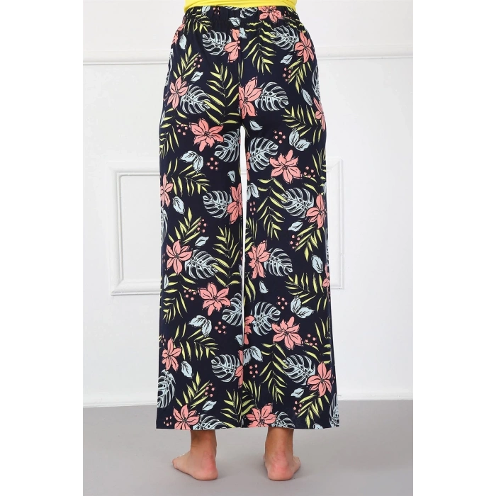 Moda Bayan Penye Bol Paça Pantolon Lacivert