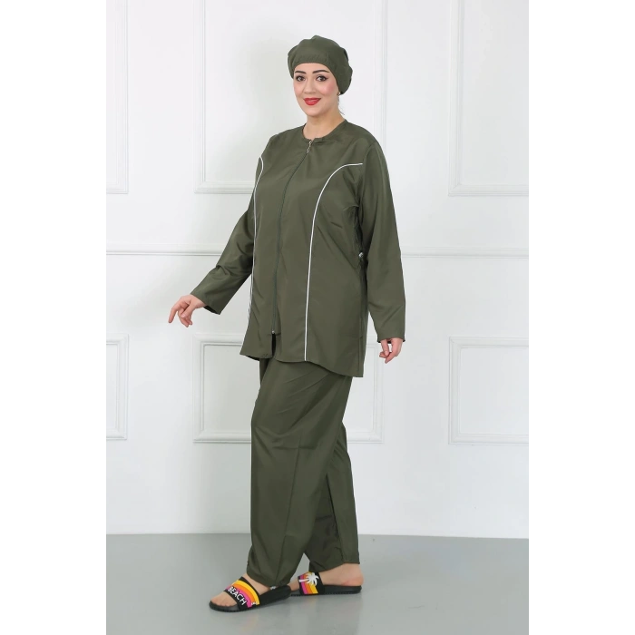 Moda Büyük Beden Tesettür Büyük Mayo Haki