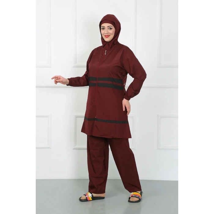 Moda Büyük Beden Tesettür Mayo Bordo