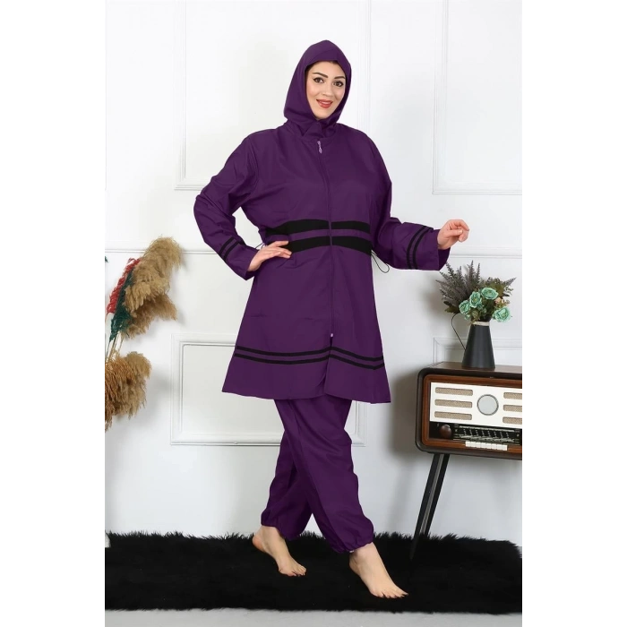 Moda Büyük Beden Tesettür Mayo Mor