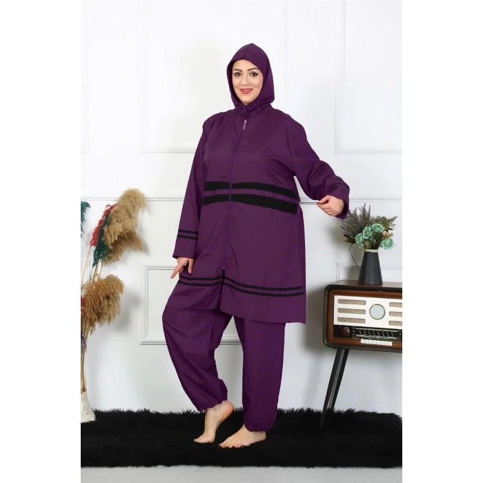 Moda Büyük Beden Tesettür Mayo Mor