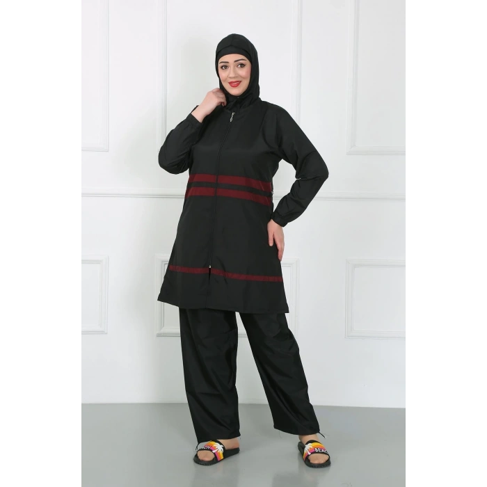 Moda Büyük Beden Tesettür Mayo Siyah