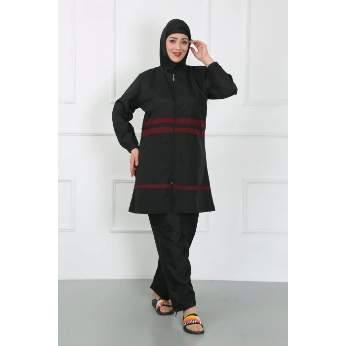 Moda Büyük Beden Tesettür Mayo Siyah